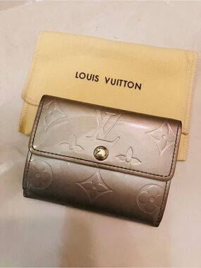 Louis Vuitton Metallic Silver Monogram Vernis Compact Wallet